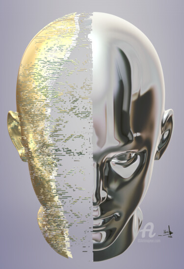 Digital Arts titled "Transhumanisme -" by Hosni Gharbi, Original Artwork, Digital Painting