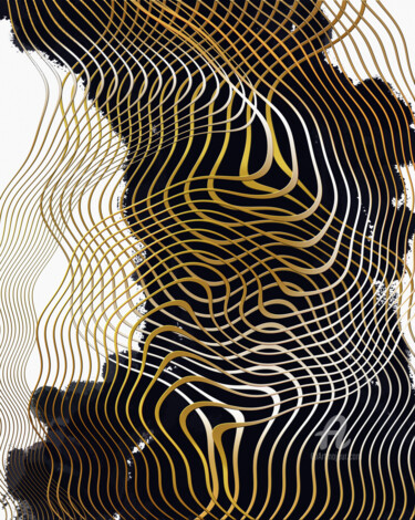 Digital Arts titled "Abstrait Art gold" by Hosni Gharbi, Original Artwork, Digital Painting
