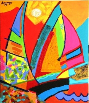 Painting titled "SAILS SERIES NO. 4" by Said Aniff Hossanee, Original Artwork