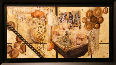 Collages titled "L'espoir" by Ecw, Original Artwork, Collages Mounted on Wood Panel