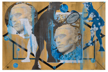 Collages getiteld "Tennis" door Ecw, Origineel Kunstwerk, Collages Gemonteerd op Houten paneel