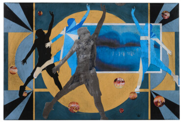 Collages titled "Basket" by Ecw, Original Artwork, Collages Mounted on Wood Panel