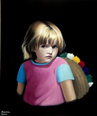 Peinture intitulée "Fille" par Houda Khamlichi, Œuvre d'art originale