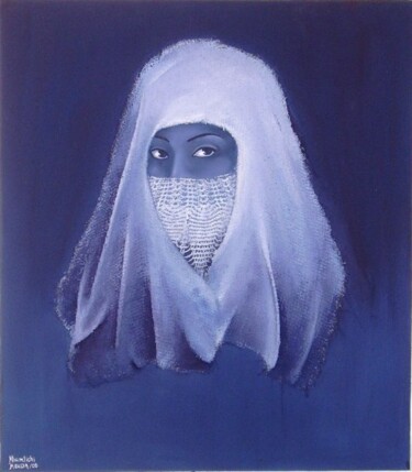 Peinture intitulée "La femme voilée" par Houda Khamlichi, Œuvre d'art originale