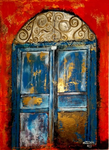 Peinture intitulée "A la traditionnelle" par Houda Sebti, Œuvre d'art originale, Acrylique Monté sur Panneau de bois