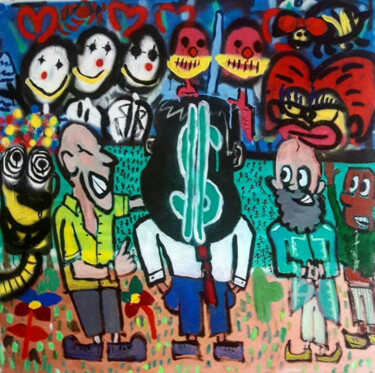 Malerei mit dem Titel "Money slaves" von Houssain Jaamati, Original-Kunstwerk, Acryl Auf Keilrahmen aus Holz montiert