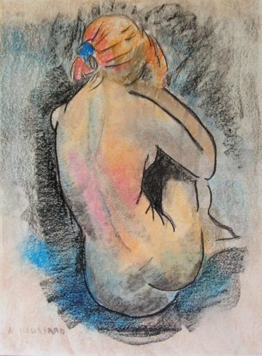 Peinture intitulée "Femme nue de dos" par Nadine Houssard, Œuvre d'art originale, Huile