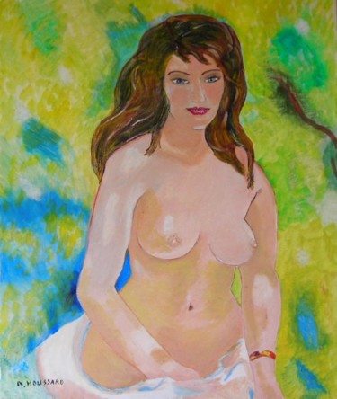 Pintura titulada "nue de femme de face" por Nadine Houssard, Obra de arte original, Oleo