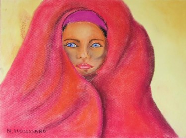 Peinture intitulée "jeune fille en rouge" par Nadine Houssard, Œuvre d'art originale, Huile