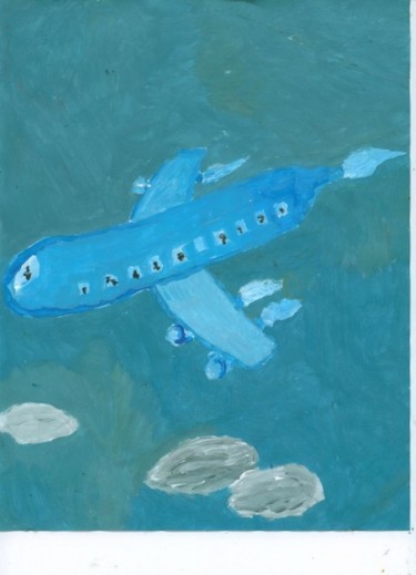 Painting titled "airplane" by Rotan, Original Artwork