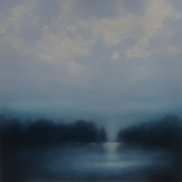 Schilderij getiteld "Moonlake Nocturne 2" door Howard Sills, Origineel Kunstwerk, Olie