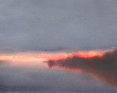 Pintura intitulada "Lakeside Sunset" por Howard Sills, Obras de arte originais, Óleo