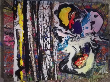 Painting titled "Monstrueuse fugue f…" by Jen Simba Ka J. S. K, Original Artwork, Acrylic Mounted on Wood Stretcher frame