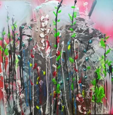Malerei mit dem Titel "Le jardin du sommet" von Jen Simba Ka J. S. K, Original-Kunstwerk, Acryl
