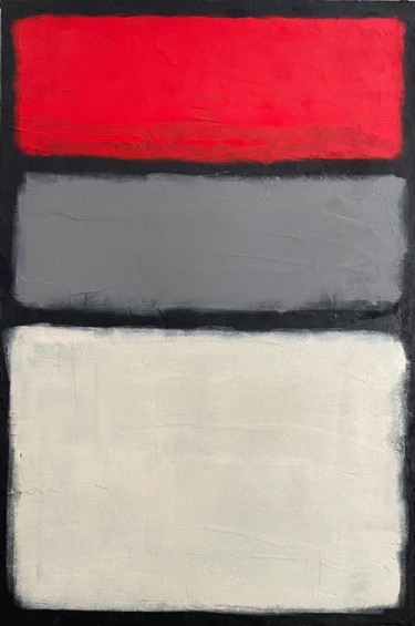 Painting titled "Red, Gray and Cream" by Heather Prall, Original Artwork, Acrylic Mounted on Wood Stretcher frame