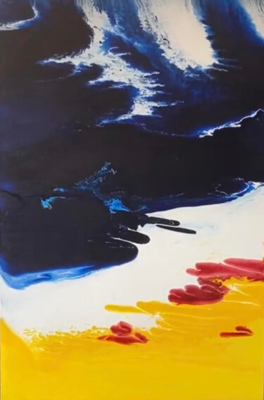 Картина под названием "Sunset Beach Tide" - Heather Prall, Подлинное произведение искусства, Акрил Установлен на Деревянная…