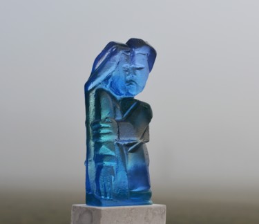 Sculpture intitulée "The kiss blue" par Hanneke Pereboom, Œuvre d'art originale, Verre