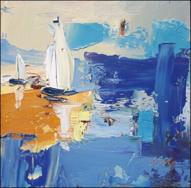 Картина под названием "White sails" - Kazimierz Mordarski, Подлинное произведение искусства, Масло