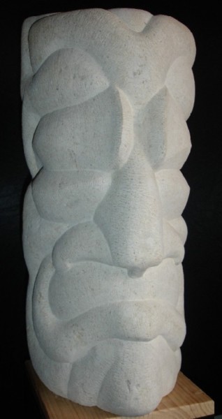 Sculptuur getiteld "Totem head" door Paul Holbrecht, Origineel Kunstwerk, Steen