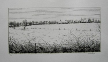 grande neige à la Féneraie Gravures & estampes intitulée "grande neige à la F…" par Henry-Pierre Troussicot, Œuvre d'art originale, Gravure