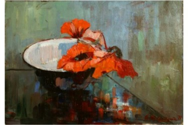 Painting titled "Poppies" by Hrant Stepanyan, Original Artwork, Oil