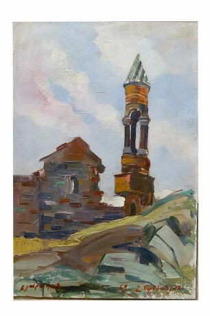 Painting titled "A Ruined Monument" by Hrant Stepanyan, Original Artwork