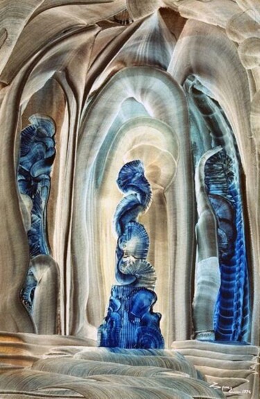 Painting titled "Blue Altar" by Hratch Israelian, Original Artwork, Oil