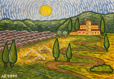 Painting titled "Tuscany" by Anastasia Kurganova, Original Artwork, Oil