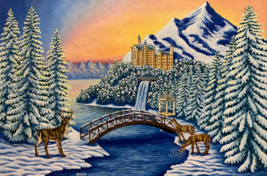 Malerei mit dem Titel "Winter Holidays" von Anastasia Kurganova, Original-Kunstwerk, Öl