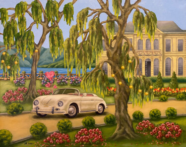 Schilderij getiteld "Willow Garden" door Anastasia Kurganova, Origineel Kunstwerk, Olie