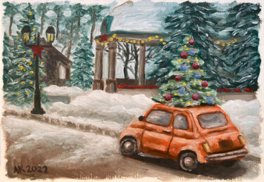 "Xmas Tree Delivery" başlıklı Tablo Anastasia Kurganova tarafından, Orijinal sanat, Petrol