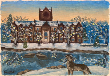 Pintura intitulada "Frozen Lake" por Anastasia Kurganova, Obras de arte originais, Óleo