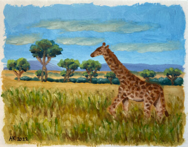 Peinture intitulée "Giraffe Manor" par Anastasia Kurganova, Œuvre d'art originale, Huile