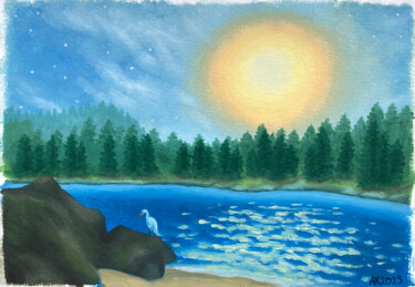 Malerei mit dem Titel "Calm Waters" von Anastasia Kurganova, Original-Kunstwerk, Öl