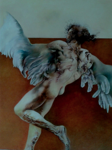 Schilderij getiteld "Ikaros" door Milano H, Origineel Kunstwerk, Olie