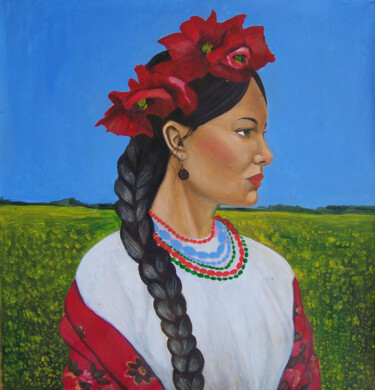 Pittura intitolato "Ukraine woman" da Khristina Budnik, Opera d'arte originale, Olio