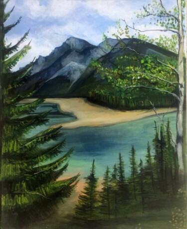 Pintura titulada "Mountain landscape" por Khristina Budnik, Obra de arte original, Oleo