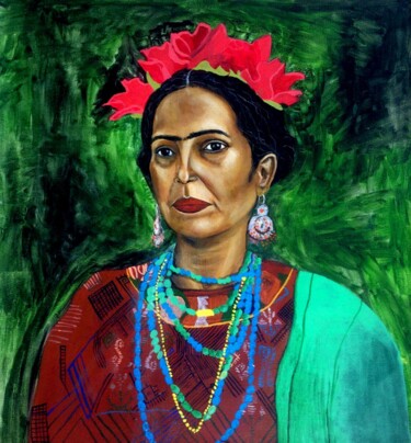 Painting titled "Mexican woman" by Khristina Budnik, Original Artwork, Oil