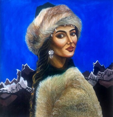 Painting titled ""Kazakh woman from…" by Khristina Budnik, Original Artwork, Oil