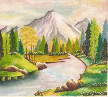 Painting titled "a mountain" by Gunaroopam Raja, Original Artwork