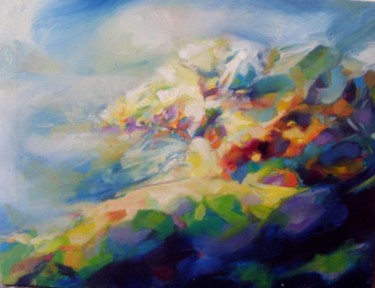 Peinture intitulée "la falaise de tamra…" par Hsinou Hadouten, Œuvre d'art originale, Huile