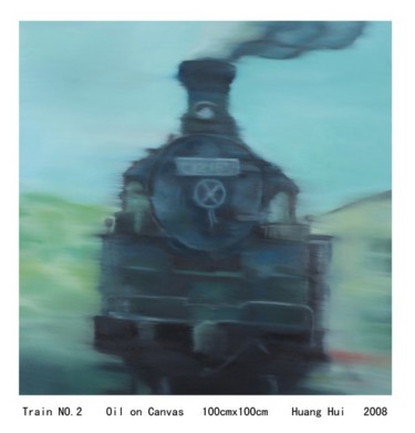 Peinture intitulée "Train No.2" par Hui Huang, Œuvre d'art originale, Huile