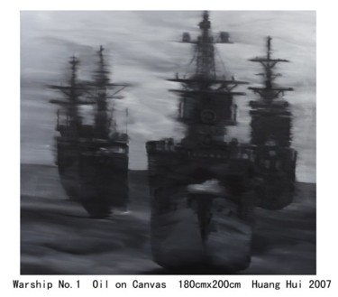 Peinture intitulée "Warship No.1" par Hui Huang, Œuvre d'art originale, Huile