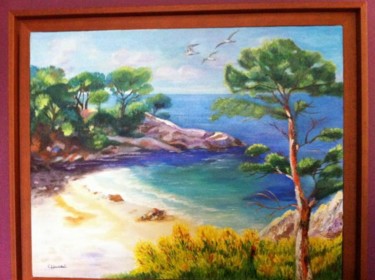 Peinture intitulée "Calanque  La plage…" par Catherine Huard, Œuvre d'art originale, Huile