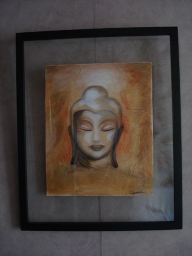 Peinture intitulée "Bouddha sous verre" par Catherine Huard, Œuvre d'art originale