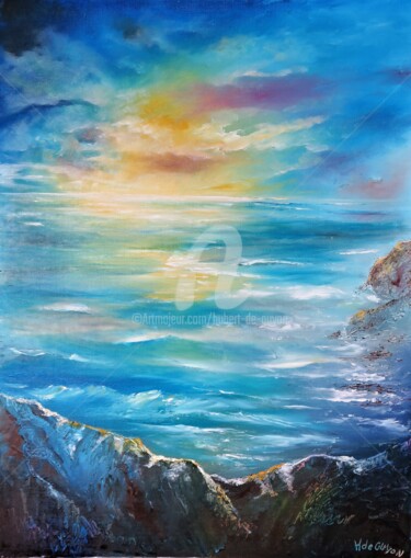 Peinture intitulée "ciel et mer" par Hubert De Guyon, Œuvre d'art originale, Huile