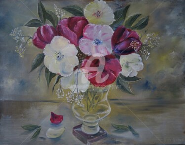Peinture intitulée "Les fleurs" par Hubert De Guyon, Œuvre d'art originale, Huile