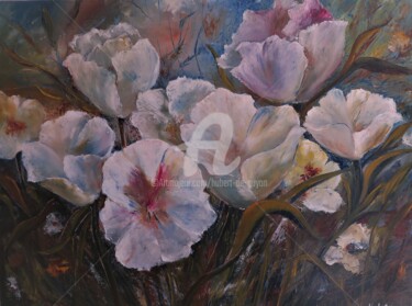 Painting titled "Les fleurs" by Hubert De Guyon, Original Artwork, Oil