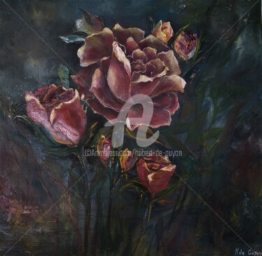 Painting titled "Les roses" by Hubert De Guyon, Original Artwork, Oil