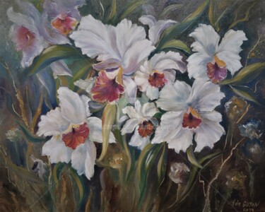 Painting titled "les Fleurs" by Hubert De Guyon, Original Artwork, Oil